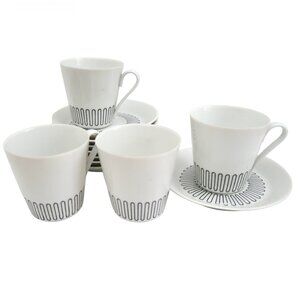 vtg SCHMID BROTHERS Denmark demitasse 4 cups & 7 saucers squiggle print